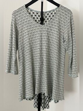 CMC Color Me Cotton Art-to-Wear Wavy Stripe Hi-Low Tunic | Made in USA